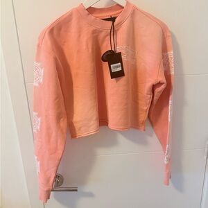 NWT DarcSport NO LIMIT (CROPPED) CREWNECK IN NEON CORAL SUN FADE